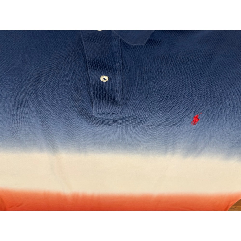 Polo Ralph Lauren Mens 3XLT Ombre Dip Dye Polo Shirt Blue White Red Big & Tall - Picture 4 of 8